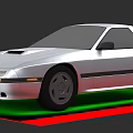 Silver Sports Car With Sleek Design And Green Red Accent Base