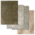 Square Rugs With Different Textured Patterns Including Wavy Wood Grid And Crocodile 3d model