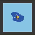Vibrant Cartoon Space Scene With Yellow Pink Rocket Multiple Stars And Small Astronaut