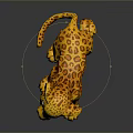 Cute Yellow Spotted Cheetah Cub Toy 3D Model in Standing Pose with Shiny Background