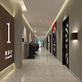Modern Elevator Hallway With Large Movie Posters And Interactive Touchscreen On Marble Floor 3d model