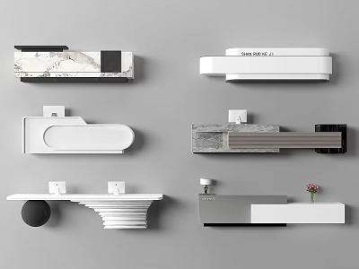 Modern Reception Desk Designs With Various Styles Marble Accents And Geometric Shapes 3d model