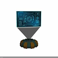 Sci Fi Holographic Projection Device With Blue Interface Control Icons And Orange Brown Base
