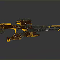 Futuristic Sci-Fi Weapon Design With Yellow Black Green Colors And Mechanical Details