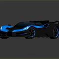 Blue And Black Sleek Sports Car With Rear Spoiler Blue Wheels And Modern Design