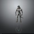Futuristic Humanoid Creature Character With Silver White Body And Blue Glowing Lines