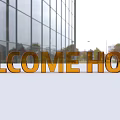 Commercial Signage Equipment With Gold 3D Welcome Home Letters Outside Glass Building