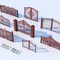 Wrought Iron Gate Courtyard Gate Entrance Gate Community Gate 3d model