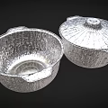 Disposable Aluminum Foil Dinnerware Set Including Bowl With Handles And Covered Container 3d model