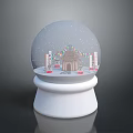 Decorative Snow Globe Ornament Set With Building Decorations Colorful Ribbons And White Base
