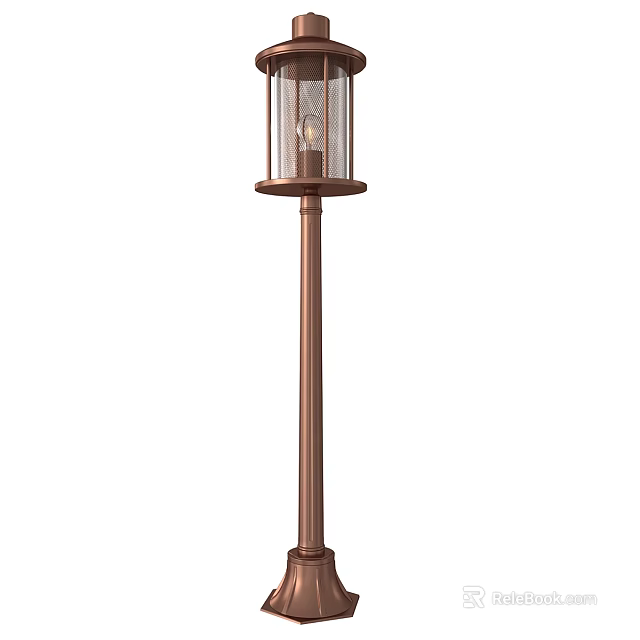 Copper Standing Floor Lamp With Glass Shade And Modern Decorative Design 3d model 