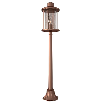 Copper Standing Floor Lamp With Glass Shade And Modern Decorative Design 3d model