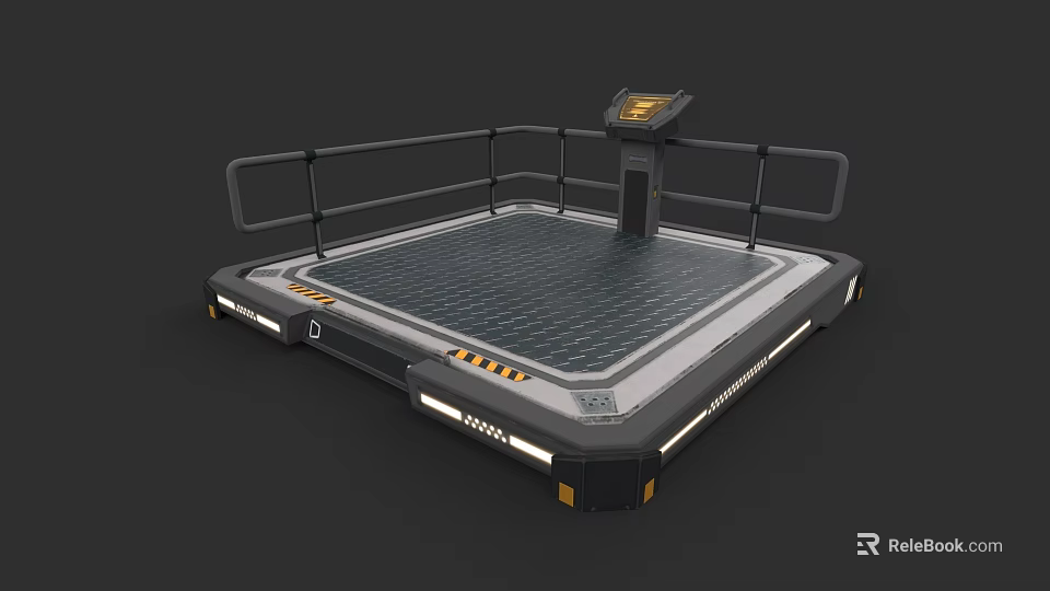 Public Facility Industrial Weighing Platform With Railings And Digital Control Console 3d model 