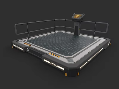 Public Facility Industrial Weighing Platform With Railings And Digital Control Console 3d model