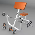 Sports Equipment Fitness Bench With Orange Seat And Metal Frame Dumbbells