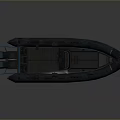Gray Inflatable Boat With Blue Frame And Seats On Deck Surface
