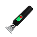 Black Electric Shaver With Green Button And Stainless Steel Shaving Head