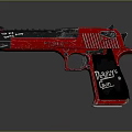 Red And Black Desert Eagle Pistol With .50 AE Caliber And Distinctive Design