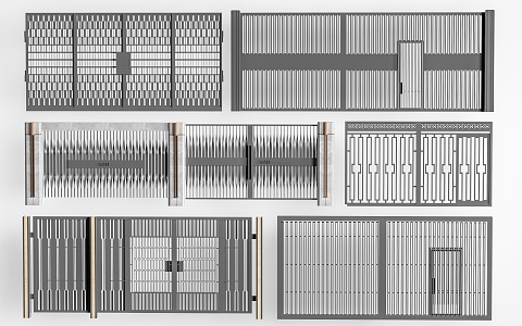 Modern wrought iron gate patio gate courtyard gate villa gate iron gate 3d model