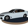White Luxury Sedan With Modern Design Parked On Circular Display Platform 3d model