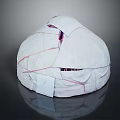 Modern White Circular Bean Bag Chair With Red Stitching And Soft Fabric Design