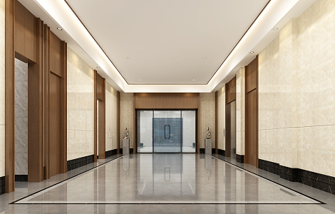 modern elevator hall 3d model