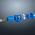 Blue Industrial Electric Motor With Warning Label And High Efficiency Performance