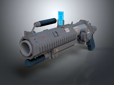 Futuristic Sci-Fi Weapon With Gray Body Blue Screen Black Grip And Tactical Features 3d model
