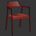 Modern Wooden Armchair With Light Fabric Seat And Minimalist Design