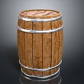 Rustic Wooden Barrel With Metal Hoops And Natural Wood Grain Surface