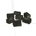 Stone Wood Blocks Gray And Dark Brown Irregular Shapes Textured Surfaces Stacked On White Background