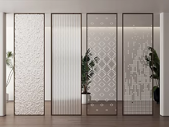 Modern partition glass partition Changhong glass partition water ripple glass partition printed glass partition 3d model