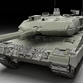 Detailed Military Armored Tank With Long Barrel Green Camouflage Turret Tracks And Armor