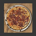 Delicious Pepperoni Pizza Topped With Onions Cheese And Tomato Sauce On Wooden Tray
