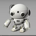 Cute White Robot Character With Big Black Eyes Round Head And Mechanical Limbs