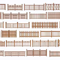 Various Wooden Railing Designs with Different Patterns and Styles Collection 3d model