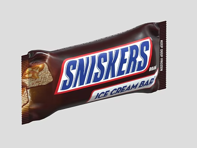 Creamy Snickers Ice Cream Bar With Chocolate Coating And Peanut Filling 3d model