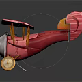 Red Vintage Biplane Model With Yellow Accents And Silver Propeller Toy Airplane