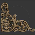 Intricate Carved Wooden Decorative Bracket With Vine Leaf Patterns And Curved Designs