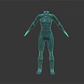 Futuristic Tech Style Dark Colored Bodysuit With Blue Line Details And Sleek Design
