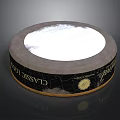 Classic Round Drum With White Top Surface And Black Side Band Logo