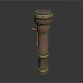 Vintage Copper Cylindrical Object with Top Opening Side Handle and Metallic Finish