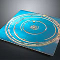 Blue Square Decorative Plate With Golden Circular Patterns For Home Use 3d model