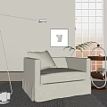Quiet single sofa side several floor lamp enamel cup 3d model