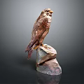 Lifelike Falcon Sculpture Perched on Natural Rock Base with Detailed Feather Texture