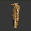 Golden Animal Statue In Standing Pose Wearing Jacket And Pants On Gray Background