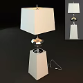 Modern Table Lamp With White Square Shade And Metal Base Design 3d model