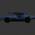 Blue Car 3D Model With Front Mounted Cannon And Detailed Design