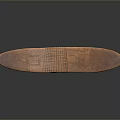 Handcrafted Wooden Sculpture With Intricate Carvings And Curved Design On Base