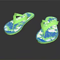 Summer Casual Flip Flops With Green Blue Floral Print Lightweight Design